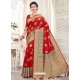 Red Silk Jacquard Work Designer Saree