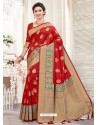 Red Silk Jacquard Work Designer Saree