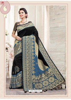 Black Silk Jacquard Work Designer Saree