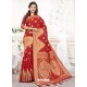 Glorious Red Silk Jacquard Work Designer Saree