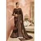 Coffee Embroidery Lycra Designer Party Wear Saree