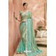 Sea Green Embroidery Lycra Designer Party Wear Saree