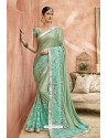 Sea Green Embroidery Lycra Designer Party Wear Saree