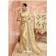 Cream Embroidery Lycra Designer Party Wear Saree