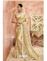 Cream Embroidery Lycra Designer Party Wear Saree