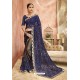 Dark Blue Embroidery Lycra Designer Party Wear Saree