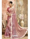 Baby Pink Embroidery Lycra Designer Party Wear Saree