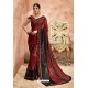 Maroon Embroidery Lycra Designer Party Wear Saree