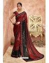 Maroon Embroidery Lycra Designer Party Wear Saree