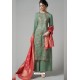 Grayish Green Pure Chanderi Embroidered Designer Palazzo Suit