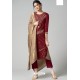 Maroon Pure Chanderi Embroidered Designer Palazzo Suit