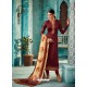 Maroon Satin Georgette Embroidered Churidar Suit