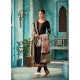 Black Satin Georgette Embroidered Churidar Suit