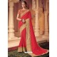 Red Two Tone Silk Heavy Designer Party Wear Saree