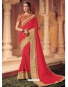 Red Two Tone Silk Heavy Designer Party Wear Saree