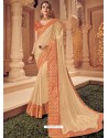 Light Beige Two Tone Silk Heavy Designer Party Wear Saree