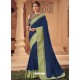 Navy Blue Two Tone Banarasi Silk Heavy Designer Party Wear Saree