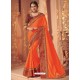 Orange Two Tone Silk Heavy Designer Party Wear Saree