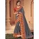 Dull Grey Two Tone Silk Heavy Designer Party Wear Saree