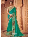 Jade Green Two Tone Silk Heavy Designer Party Wear Saree