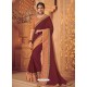 Maroon Two Tone Satin Silk Heavy Designer Party Wear Saree