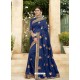 Navy Blue Chanderi Silk and Georgette Designer Saree