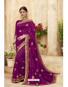 Purple Chanderi Silk and Georgette Designer Saree