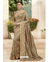 Camel Chanderi Silk and Georgette Designer Saree