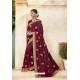 Wine Chanderi Silk and Georgette Designer Saree