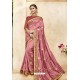 Light Pink Chanderi Silk and Georgette Designer Saree