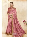 Light Pink Chanderi Silk and Georgette Designer Saree