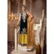 Black And Gold Faux Georgette Embroidered Straight Suit