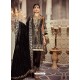 Black Faux Georgette Embroidered Straight Suit