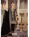 Black Faux Georgette Embroidered Straight Suit