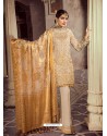 Light Beige Faux Georgette Embroidered Straight Suit