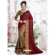 Maroon And Camel Art Silk Embroidered Party Wear Saree