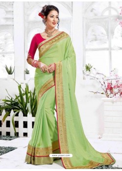 Sea Green Maya Silk Embroidered Party Wear Saree