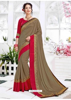 Coffee Barfi Silk Embroidered Party Wear Saree