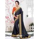 Navy Blue Barfi Silk Embroidered Party Wear Saree