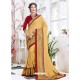 Cream Barfi Silk Embroidered Party Wear Saree