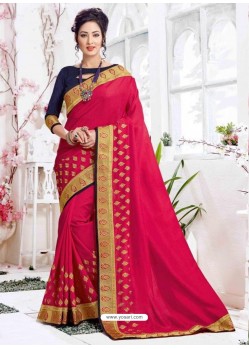 Crimson Barfi Silk Embroidered Party Wear Saree