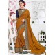 Mustard Barfi Silk Embroidered Party Wear Saree