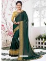 Teal Sana Silk Embroidered Party Wear Saree