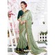 Olive Green Sana Silk Embroidered Party Wear Saree