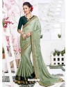 Olive Green Sana Silk Embroidered Party Wear Saree