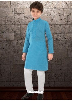 Blue Cotton Kurta Pajama