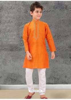 Orange Silk Kurta Pajama