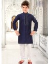 Navy Blue Silk Kurta Pajama