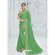 Green Two Tone Chiffon Pattern Heavy Embroidered Designer Saree