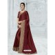 Maroon Two Tone Chiffon Pattern Heavy Embroidered Designer Saree